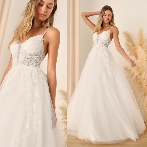 Lulu's White Lace Bridal Dress - Picture 6 of 10